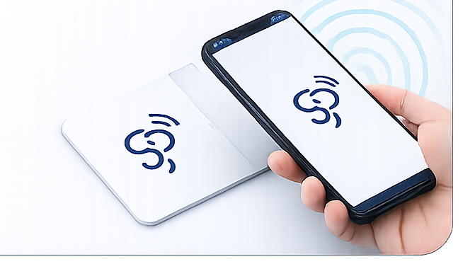 スマートフォンをSmart Punchのカードにタッチしている様子